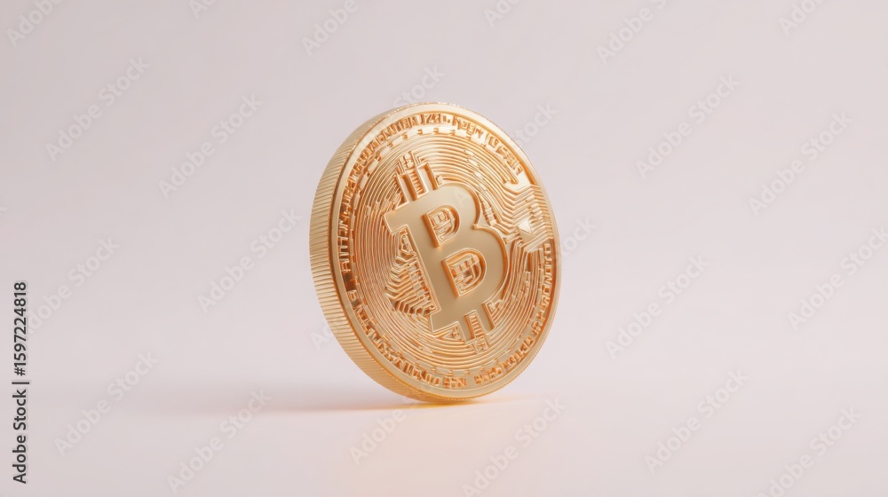 Poster bitcoin coin symbolizing secure transactions with quantum key distribution protocol in cryptocurrenc