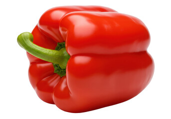 Vibrant red bell pepper showcasing its glossy texture against a white background