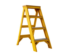 Yellow wooden step ladder with three steps