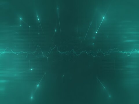 Teal digital wave graph with glowing lines abstract