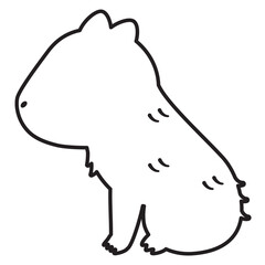お座りした横向きのカピバラの線画