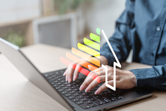 Energy efficiency rating eco environmental. Ecology protection. Reduce reuse recycle. Clean energy solar panels. Environmentally friendly industry. Pollution environment. Sustainability business. - Powered by Adobe