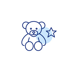 Stuffed toy bear and star. Trusted childcare services, premium baby brands. Pixel perfect, editable stroke vector icon