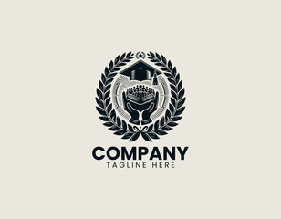 Obraz premium Scholarly Graduation Cap Open Book Learning Academy Vector Logo Design