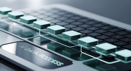 Ai data process workflow keyboard graphic