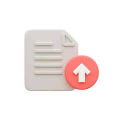3d rendered icon of a document with an upload arrow symbol isolated on transparent background