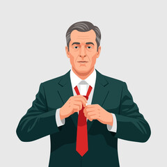 Man Adjusting Necktie Getting Ready for Business or Professional Meeting
