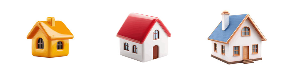 Colorful houses in various styles and sizes with bright roofs