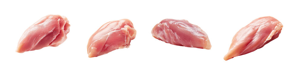Raw Chicken Breast Pieces on White Background for Culinary Use