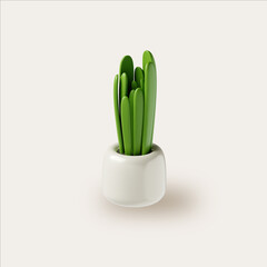 Bedroom decor with minimalist plant design. 3D render illustration
