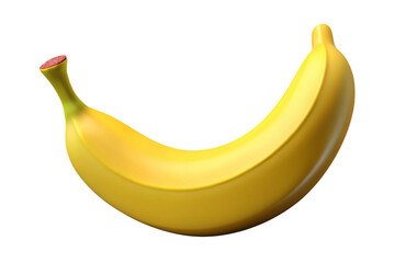 A single ripe yellow banana curved on a transparent background isolated on transparent background