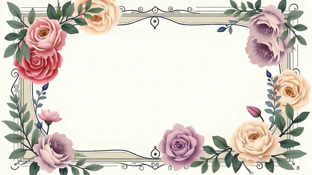 Decorative hand-drawn botanical frame with floral and leafy elements in circular and rectangular variations. Perfect for greeting cards, invitations, or packaging design.

