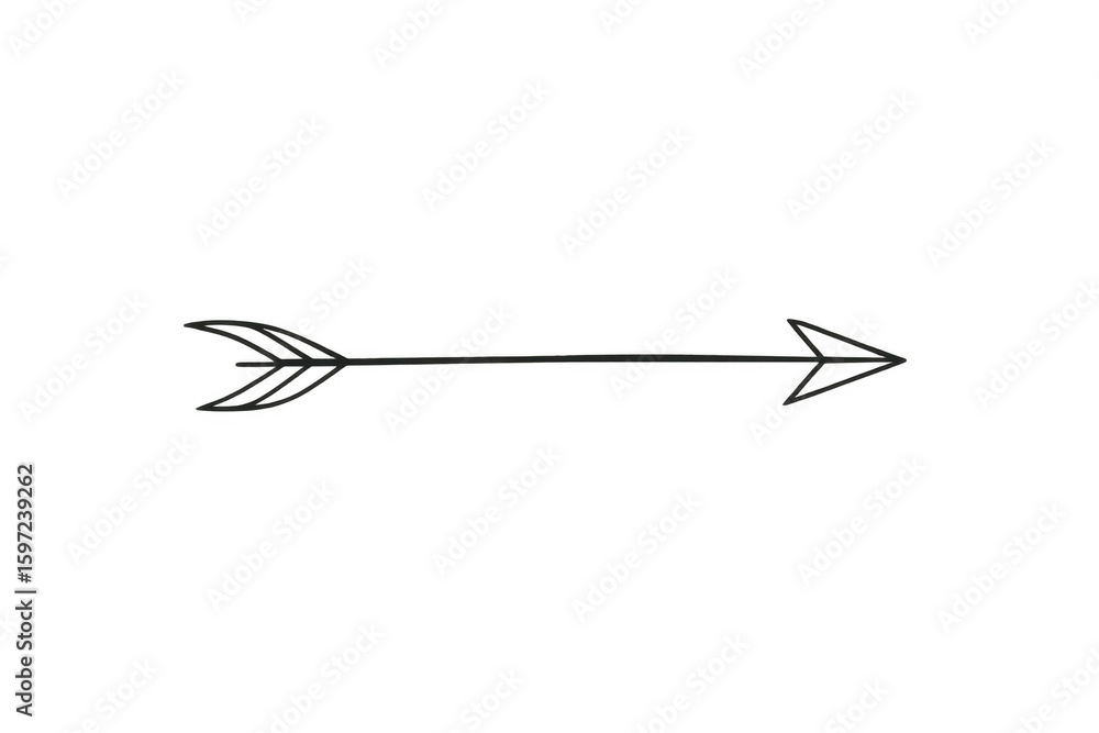 Poster simple, hand-drawn arrow pointing to the right, isolated on a transparent background, perfect for va