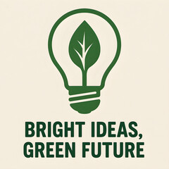A green light bulb with a leaf inside represents bright ideas for a green future