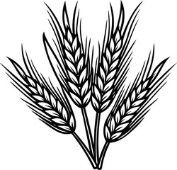 Elegant Black and White Wheat Illustration A Timeless Symbol of Agriculture and Harvest Season Beauty in Simplicity