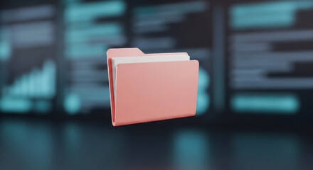 Pink 3D Folder Icon for Digital Data Management and Organization