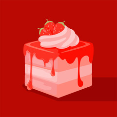 cake strawberry cream illustration vector