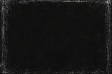 Black distressed paint texture with rough grungy border - dark artistic background