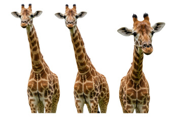 Three giraffes standing together in a lush savanna, showcasing their unique patterns