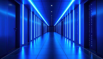 Futuristic server room hallway
