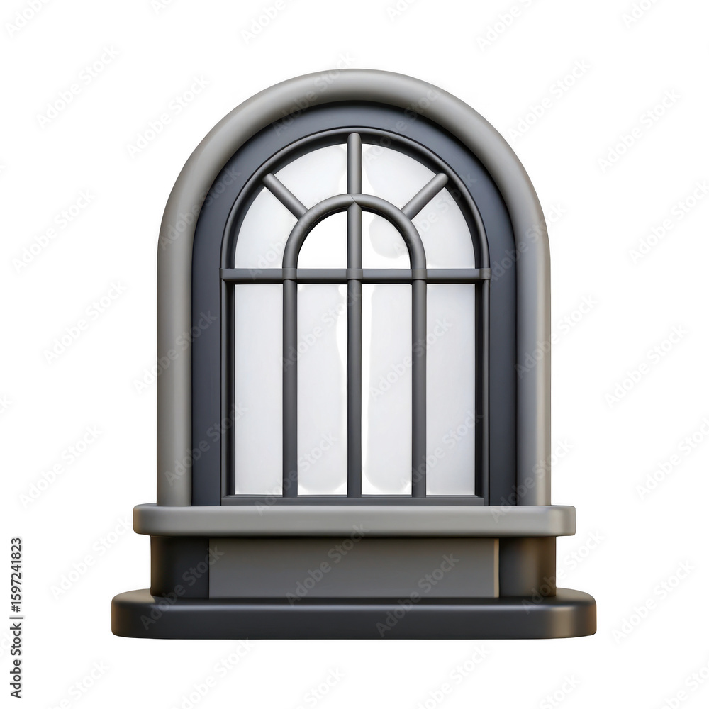 Aufkleber 3d realistic arch window render isolated on transparent background