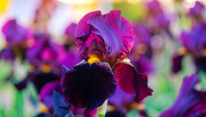 Close Vibrant Purple Irises 