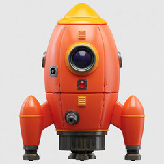 Toy Rocket Space Vehicle Launch Orange Futuristic Engineering Childhood Fun Cartoon Exploration Model Aviation Adventure Colorful Animation Retro-futurism Planet Universe Prop Gadget Retro Vision