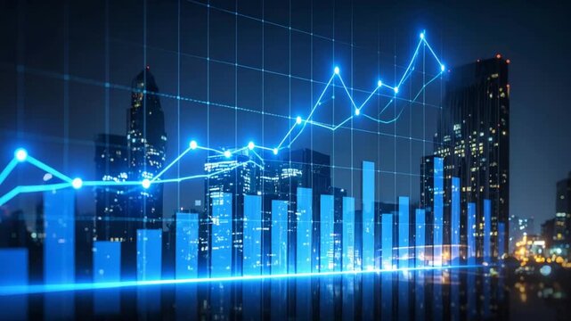 Financial growth cityscape graphic