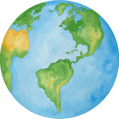 Watercolor Earth, Transparent Background