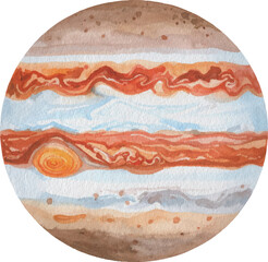 Watercolor Jupiter, Transparent Background