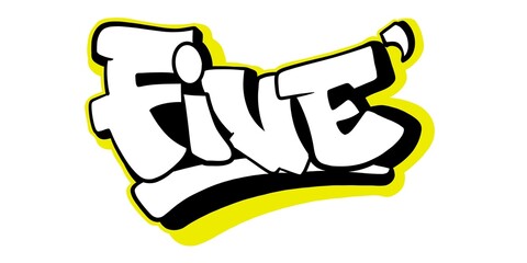 Graffiti Five, illustration of the letter five with a unique graffiti bubble pattern