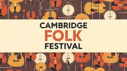 Animated Cambridge Folk Festival Banner with Repeating Pattern of Folk Instruments