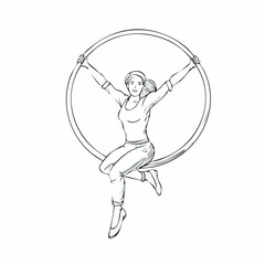 Figure jumping through a hoop, visual metaphor for effort, challenge, and compliance, drawn in clean idiomatic vector form.