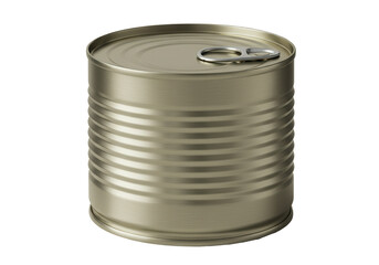 A shiny metal can with a pull tab, isolated on a white background, showcasing its sleek design