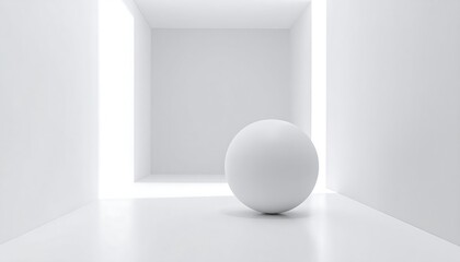 Minimalist White Sphere in Bright with Modern Architectural Space.
