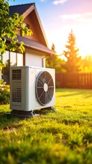 Backyard heat pump, sunny day