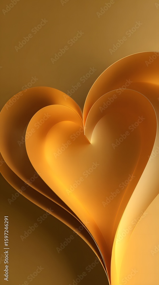 Poster interlocking golden hearts with soft gradient background