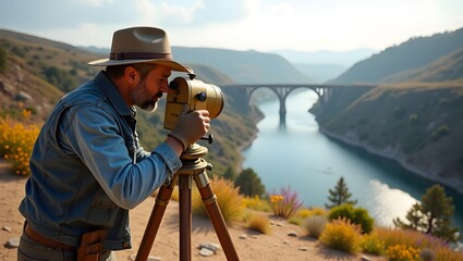 photographer on the mountain lake, photographer on the mountain, photographer at work,
