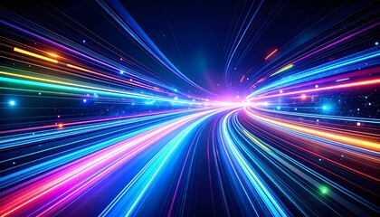 Cyberpunk-esque Abstract Thrusted Lines, Fast-paced speed communication trails in cyan and pink