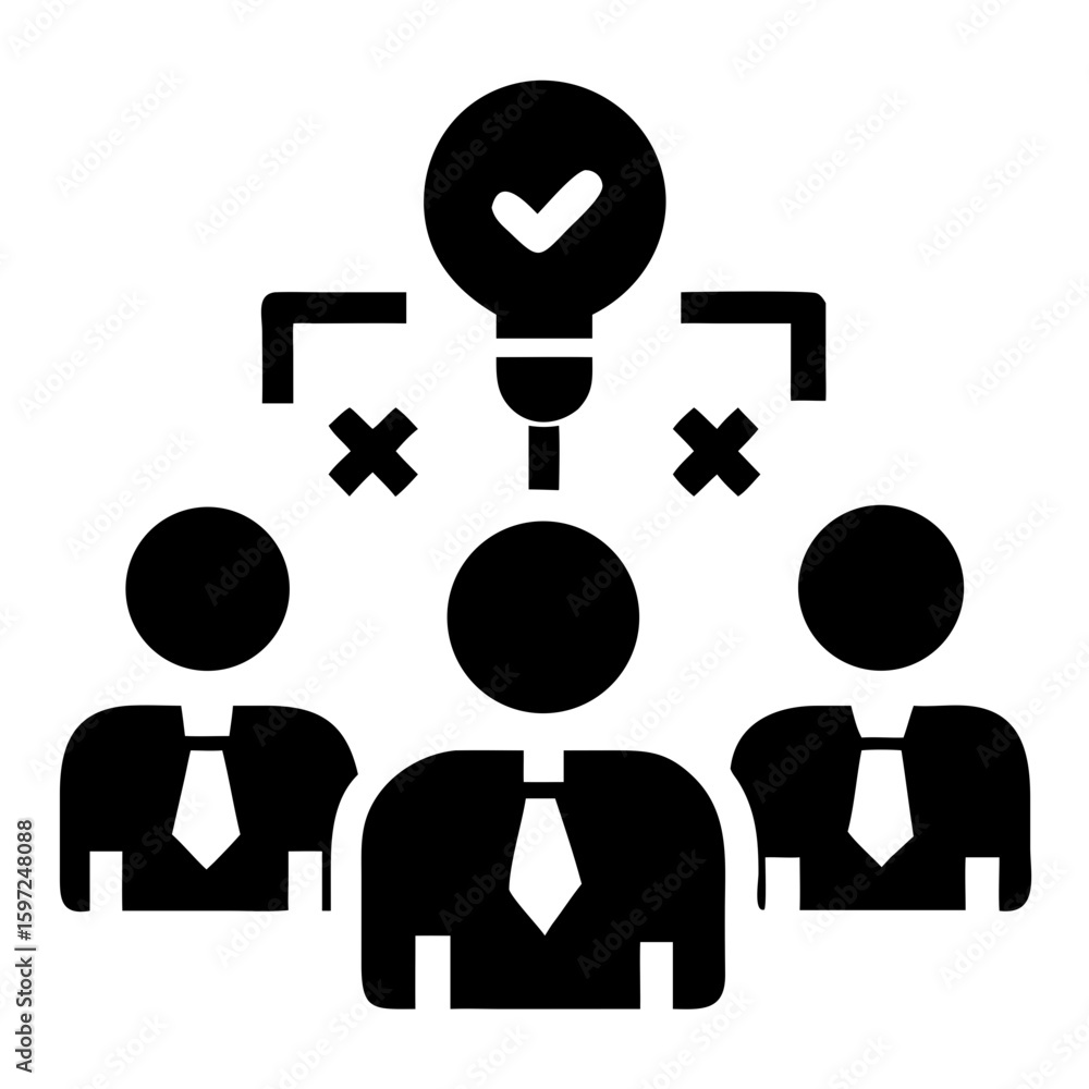 Aufkleber problem solving icon of leadership vector illustration on transparent background