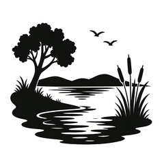 silhouette of a tree in the water