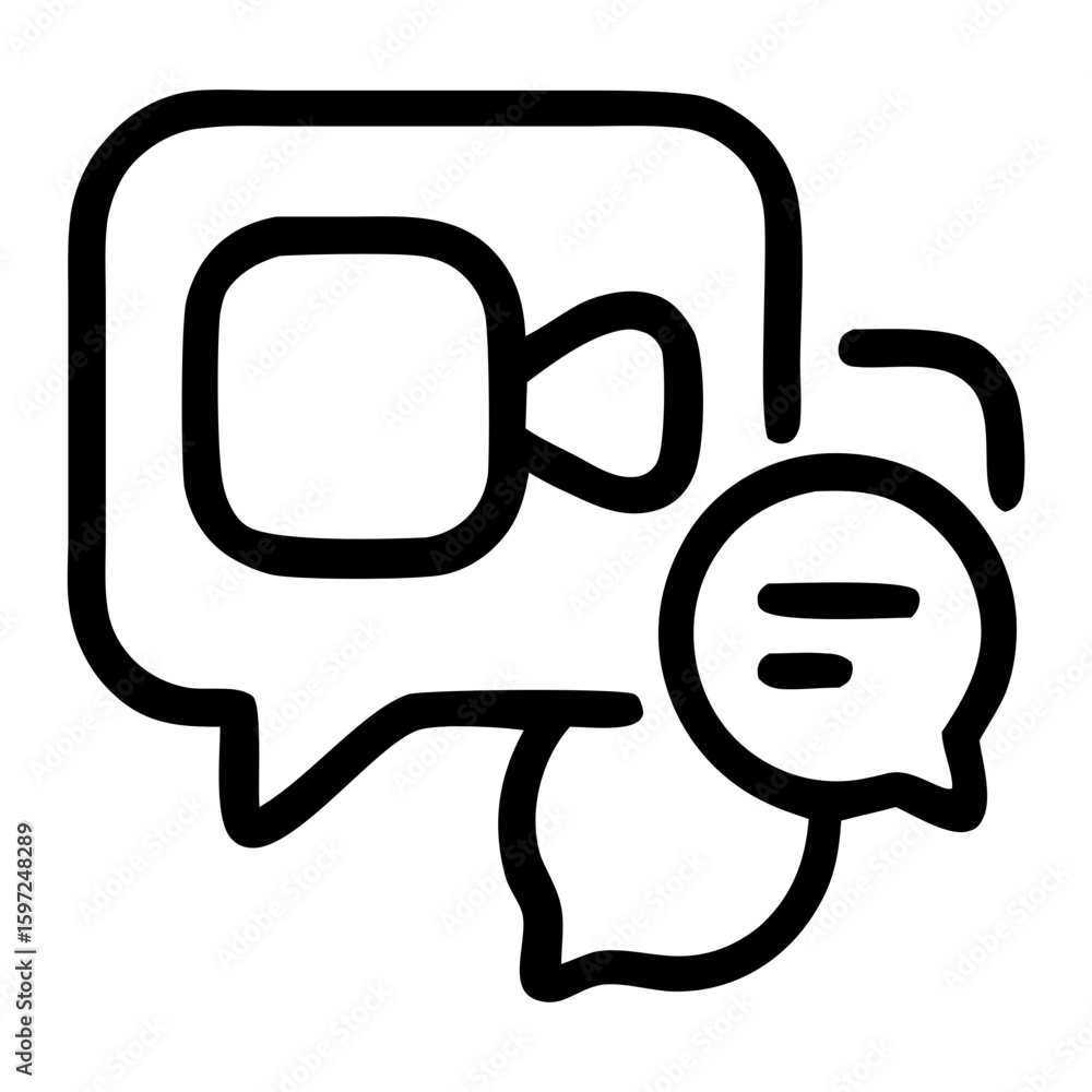 Poster simple line video chat message bubble communication icon symbol