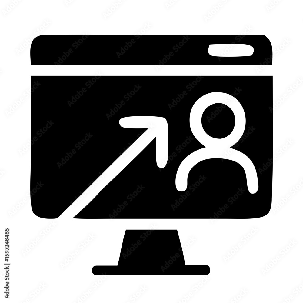 Poster minimalist monocolor computer login icon for website or application interface