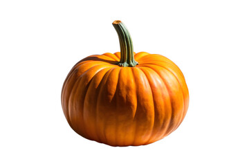 Obraz premium A vibrant orange pumpkin with a green stem, isolated on a plain transparent background, ready for autumn festivities
