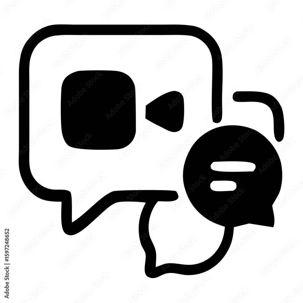 Poster simple line video chat message bubble communication icon symbol