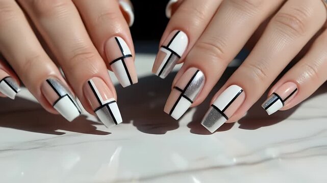 Geometric nail art design