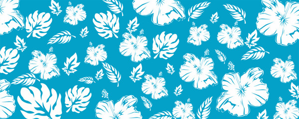 aloha hibiscus tropical flower hawaiian seamless pattern for summer fashion, textile,fabric,Shirt,wallpaper,clothing and print design abstrack background nature floral © saputra julian