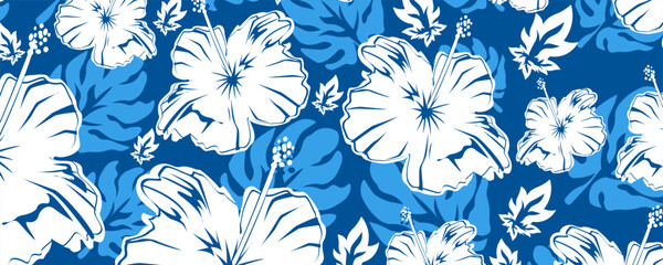 aloha hibiscus tropical flower hawaiian seamless pattern for summer fashion, textile,fabric,Shirt,wallpaper,clothing and print design abstrack background nature floral © saputra julian