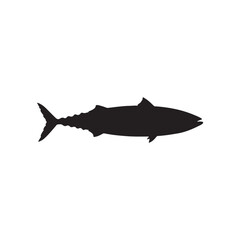 Mackerel fish silhouette vector flat illustration design on white background
