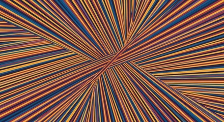 Radiating multicolor lines create a dynamic, energetic burst in a bold abstract composition.